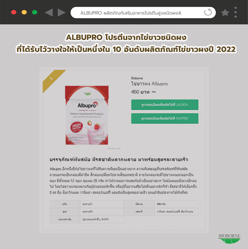 Albupro เป็นหนึ่งใน 10 อันดับผลิตภัณฑ์ไข่ขาวผงที่ดีที่สุดปี 2022
